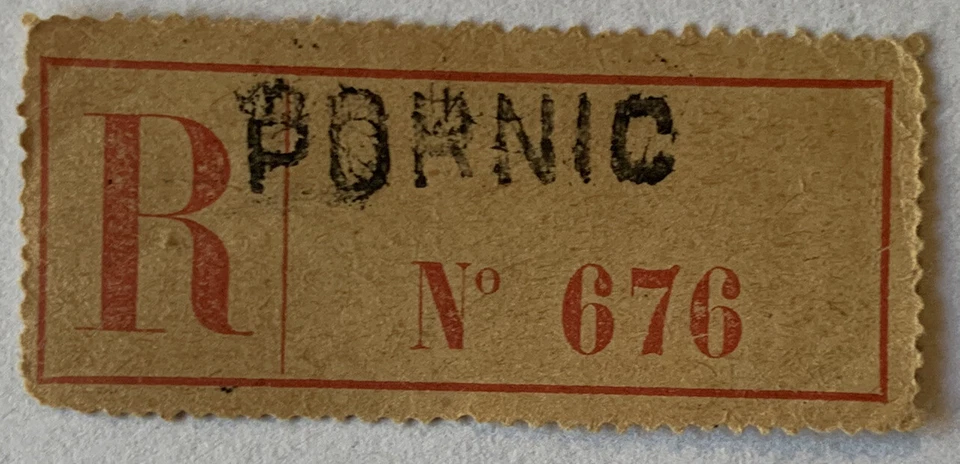 TAG DE REGISTRO PORNÔ FRANÇA N°. 676 COM PALAVRA "PORNÔ" NELE - Imagem 1 de 3