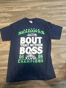 Golden T Shirt Men’s Medium Seattle Seahawks Marshawn Lynch Super Bowl #F - Picture 1 of 4