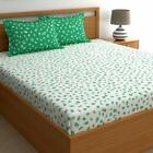 Double bedsheets + 2 Pillow Covers, Abstract Green 180TC 100% Cotton 7.3 * 8.2Ft