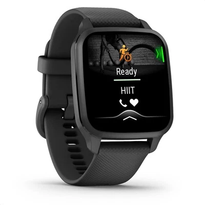 Smartwatch Garmin SQ 2 40mm Aluminiumgehäuse-Grau mit Silikonarmband in Schwarz - Bild 1 von 4