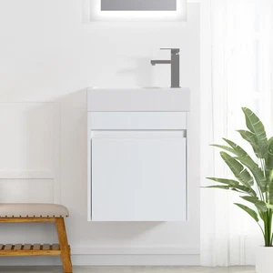 Combo de lavabo de resina flotante montado en la pared de 18"" tocador de baño pequeño - Imagen 1 de 6