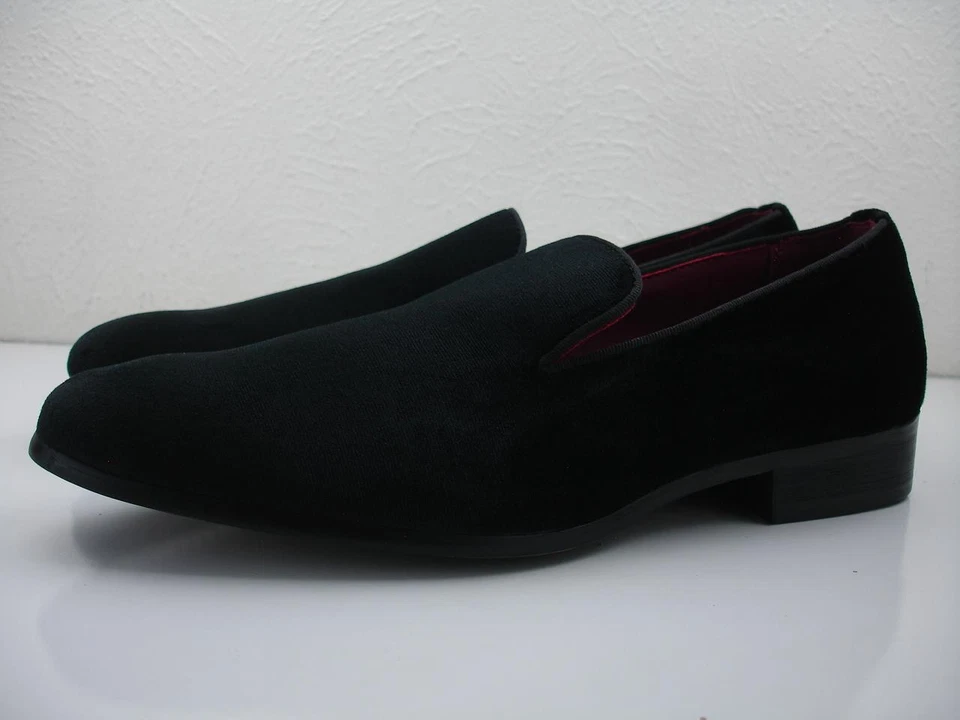 Para hombres 8 M Perry Ellis Negro Terciopelo Zapatos para Fumar Mocasines Sin Cordones Zapatillas Vestido Foto 1 de 4