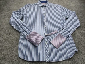 Ted Baker Shirt 16 Long Cuff-Link Sleeve Collared Button Up Cotton Striped - Picture 1 of 16