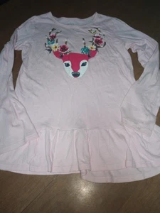 Pink Holiday Decorated Reindeer LS Top Girl's Sz 7-8 - Picture 1 of 4