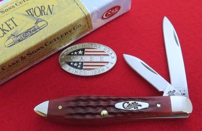 Case XX Teardrop Knife 2016 Pocket Worn Old Red Bone Tony Bose Design MIB NR - Image 1 of 4