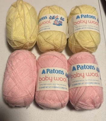 Patons Australia Bebé Lana Pura Nueva Lana 6 Madejas Completo y Parcial Amarillo y Rosa Foto 1 de 4