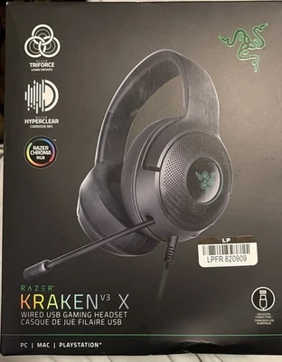 Razer Kraken V3 X Wired USB Gaming Headset Lightweight Triforce 40mm - Image 1 of 4