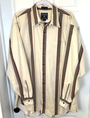 Vtg Chaps Ralph Lauren Shirt Mens XLT Big & Tall Aztec Stripe Beige Top - Image 1 of 4