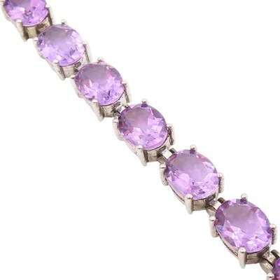 Pulsera de plata de ley 925 vintage clásica cadena de tenis amatista real BT11539 Foto 1 de 4