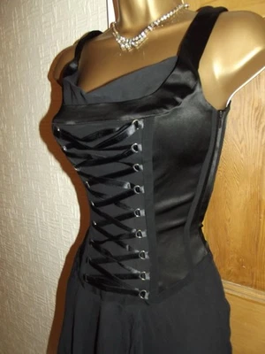 VESTIDO ESPARTILHO FEMININO COM CADARÇO PRETO KAREN MILLEN ❤️ TAMANHO RARO REINO UNIDO 8 10 EUA 6 UE 38 - Imagem 1 de 4