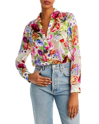 NEW, ALICE + OLIVIA Eloise Floral Print Blouse Multi Size XS #T3544 - Image 1 of 4