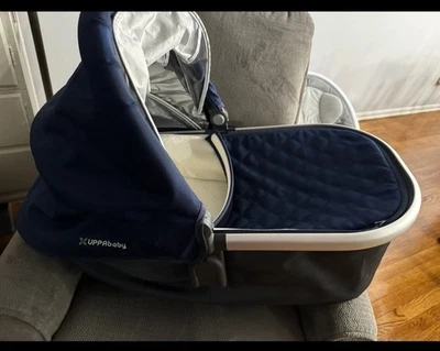 UPPABABY BASSINET NAVY EUC MATTRESS AND REMOVABLE CANOPY - Image 1 of 4