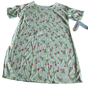 Cat and Jack Sleepwear PJ Sleep Shirt Womens XL 14 Strawberries Green Short Slve - Picture 1 of 12