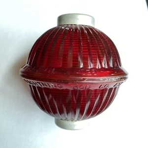 Vintage Geo George E. Thompson 2-piece lightning rod ball - Ruby Red -RARE - Picture 1 of 15