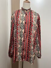 Vintage Renaissance Sports Womens Printed Large Button Down Blouse