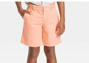Boys' Flat Front 'At the Knee' Woven Shorts Cat & Jack Peach Orange XL 14 Husky - Picture 1 of 4