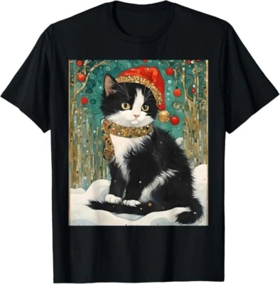 Tuxedo Cat Funny Xmas Tees, Cat Christmas New Year T-Shirt, Unisex Tee - Image 1 of 4