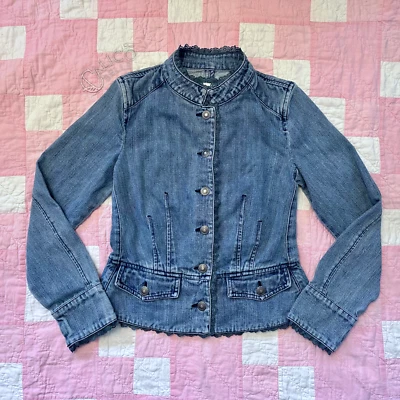 Chaqueta vaquera victoriana vintage Y2K Limited Too de encaje con volantes niñas talla 14 L Foto 1 de 4