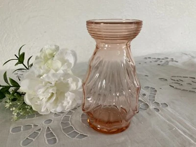 1124⚜️ Décoration Ancien Vase à Bulbe en Verre Rose Année 50 Art Déco H 15 Cm - Photo 1/4