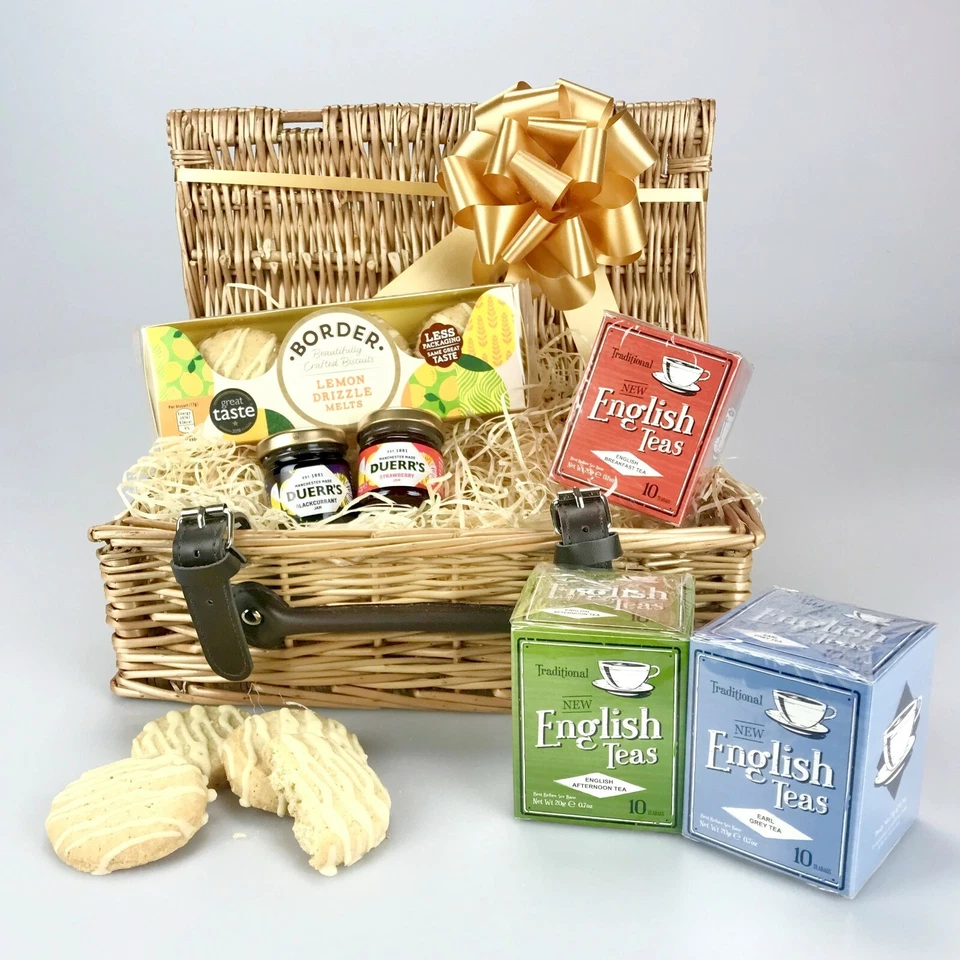 GIFTHAMPERZ Afternoon Tea Biscuits Teas Wicker Birthday Thank get Christmas Gift hamper