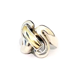 Anillo Vintage Plata Esterlina Oro Amarillo 18K Diseñador Firmado Talla 7 - Imagen 1 de 4