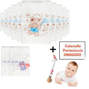 12 Bustine Corredino Neonato Ospedale, Trasparenti + Catenella Portaciuccio - Imagen 1 de 14