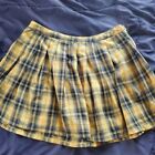 Women 0X Yellow Plaid Pleated Skirt