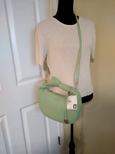 Anne Klein Smooth Woven Hobo/Crossbody Green Fig New $78 (CT011K) - Picture 1 of 8