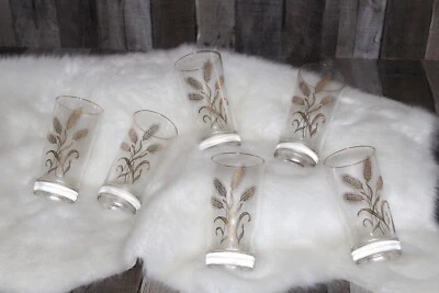 LOTE De Colección de 6 Vasos Homer Laughlin Trigo Dorado Oro 22k 12 OZ ¡JUEGO DE SEIS PIEZAS! Foto 1 de 4