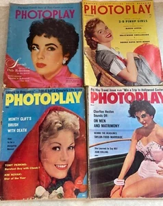 Photoplay Magazine 1950s Elizabeth Taylor & Others On Cover Lot Of 4 - Imagen 1 de 6