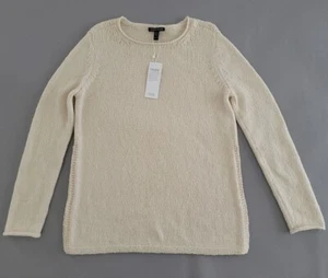 Eileen Fisher weicher weißer Pullover mit Ballettausschnitt Seitenschlitz XXS 288 $ - Bild 1 von 11