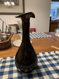 Vintage Deep Purple Hand Blown 11”Tall Narrow Decanter No Stopper - Picture 1 of 8