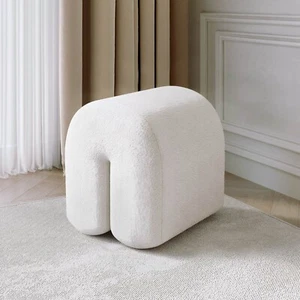 Taburete Laurie Marfil Bouclé para Dormitorio Salón Decoración del Hogar - Imagen 1 de 9