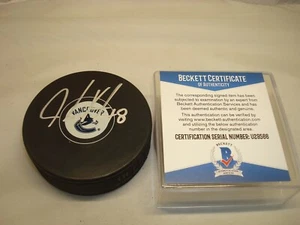 Jake Virtanen Signed Vancouver Canucks Hockey Puck Autograph Beckett BAS COA 1A - Picture 1 of 3