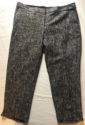 Pantalón al tobillo Talbots para mujer 20W Hampshire negro blanco dorado pantalones forrados metálicos Foto 1 de 4