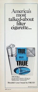 VINTAGE 1960er Printanzeige ~ TRUE Cigarettes ~ America's Most Talked-About Filter... - Bild 1 von 1