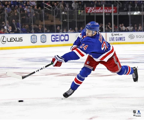 Kaapo Kakko New York Rangers Unsigned Blue Jersey Shooting 20" x 24" Photo Cover