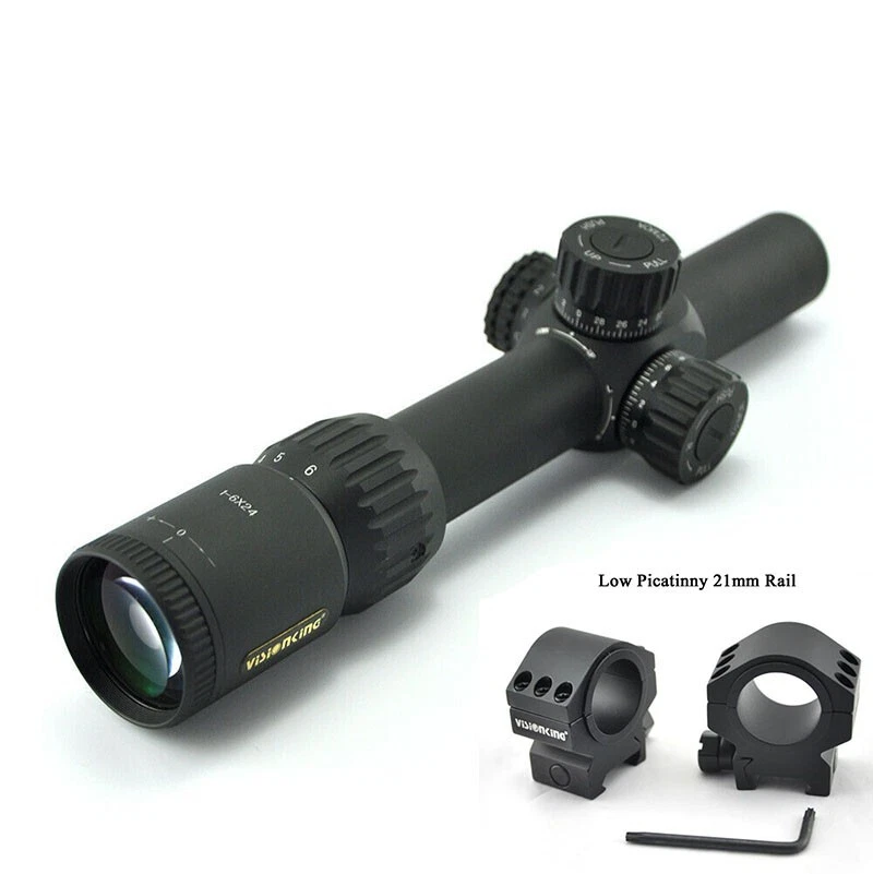 Mira para rifle Visionking 1-6x24 FFP retícula iluminada bajo montaje Picatinny 21 mm Foto 1 de 4