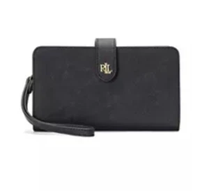 NWT LAUREN RALPH LAUREN Crosshatch Leather Tech Wristlet Wallet - Picture 1 of 4