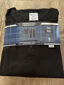 MEN'S ESSENTIAL LOUNGE WEAR LONG SLEEVE HENLEY TOP MICRO FLEECE 2PC PANTS SET XL - Picture 1 of 4