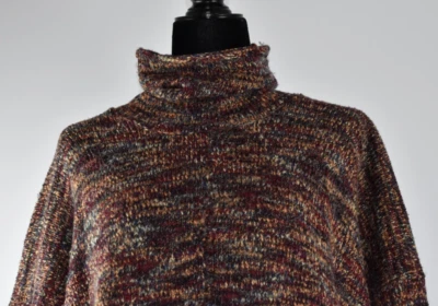 Suéter Pullover Eskandar Cuello Alto Tejido Multicolor Telar a Mano Lana Merino Bld Foto 1 de 4