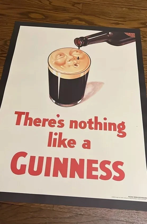 Guinness Wall Art Bar Poster, There’s Nothing Like A Guinness 24” X 17.5” - Image 1 of 1