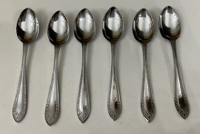 De Colección 6 X A&W Cromo Sobre Placa de Níquel Deco Punto Flecha Rollo 13cm Cucharaditas Cubiertos Foto 1 de 4