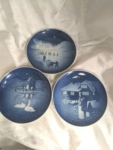 Set Of 3 B&G Copenhagen Porcelain Plates 1972 1973 1974 Christmas 7" Jule - Picture 1 of 8