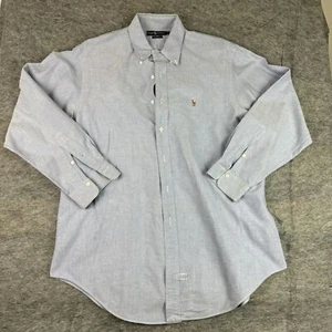 Polo Ralph Lauren Flesh Pony Oxford Shirt Mens 17-34 Blue Long Sleeve Preppy - Picture 1 of 9