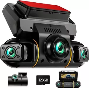 Dash Cam 4 Channel 360° Front Rear Inside DashCam, FHD 1080P Car Camera 128GB - Picture 1 of 7