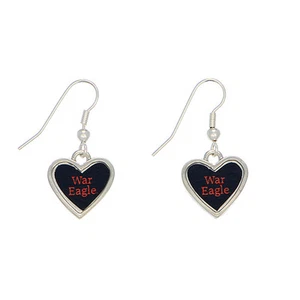 New Auburn Tigers War Eagle Heart Shape Fish Hook Earrings, Gift for Her Mom - Picture 1 of 1