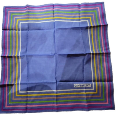 Bufanda Cuadrada Givenchy Algodón Lino Azul Rosa Marrón Verde Púrpura Blanco De Colección 22 pulgadas Foto 1 de 4