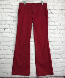 Standard James Perse Pants Women 26 Red Low Rise Flare Leg Cotton Pockets - Picture 1 of 13