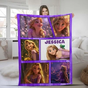 Vintage Rapunzel Tangled Fleece Blanket, Princess Blanket, Flynn Rider Maximus, - Picture 1 of 4